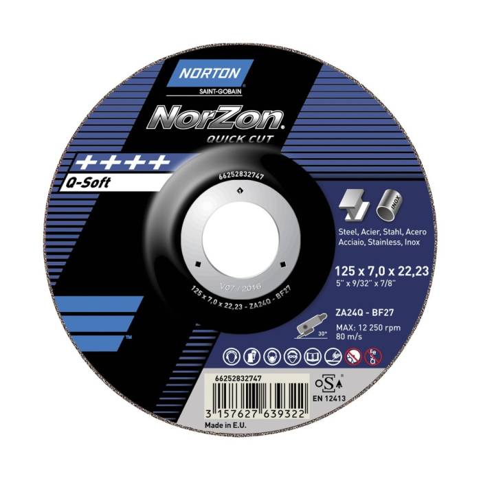 Norton Norzon Quick Cut 115x7.0x22.23 ZA24S T27 зачистные диски