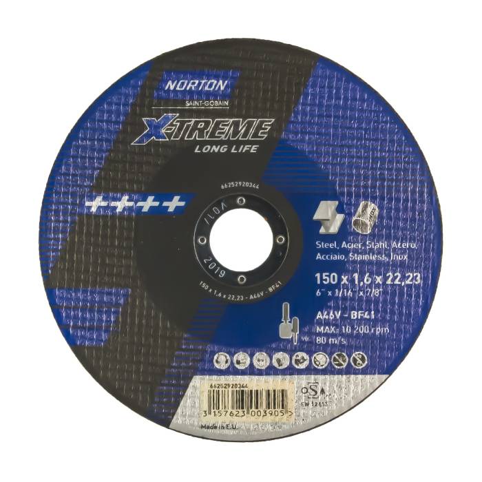 Norton X-TREME LIFE 150x1.6x22.23 	A46V BF41 отрезной диск