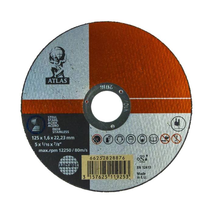 Atlas Cutting Off Wheels Inox 125x1.6x22.23 A46T-BF отрезной диск Атлас по нержавеющей стали
