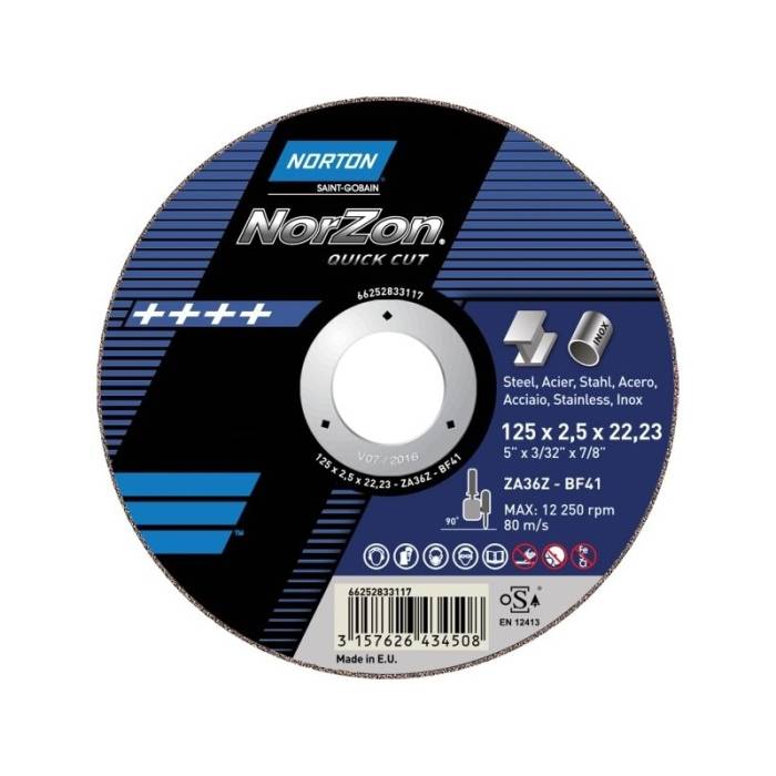 Norton Norzon Quick Cut 180x1.6x22.23 ZA26S T41 отрезные диски
