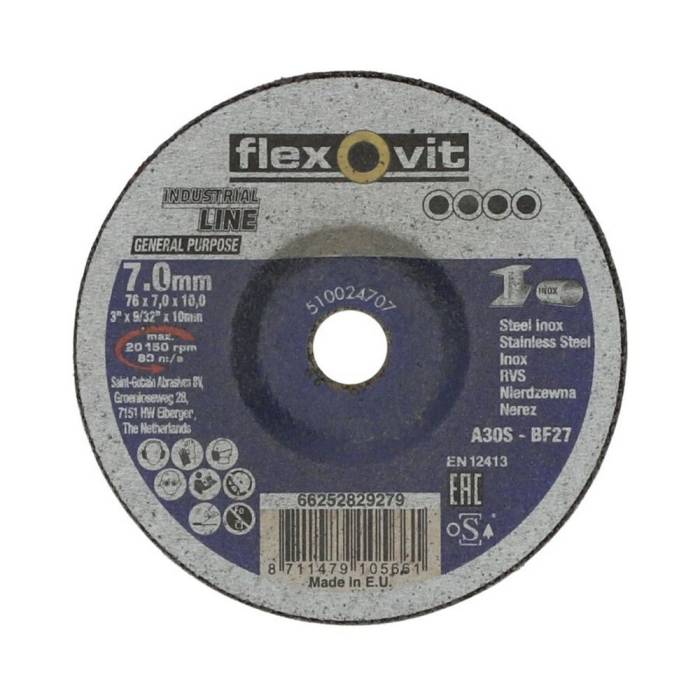 Flexovit 76x7x10 / 3" x 9/32" шлифовальный зачистной диск