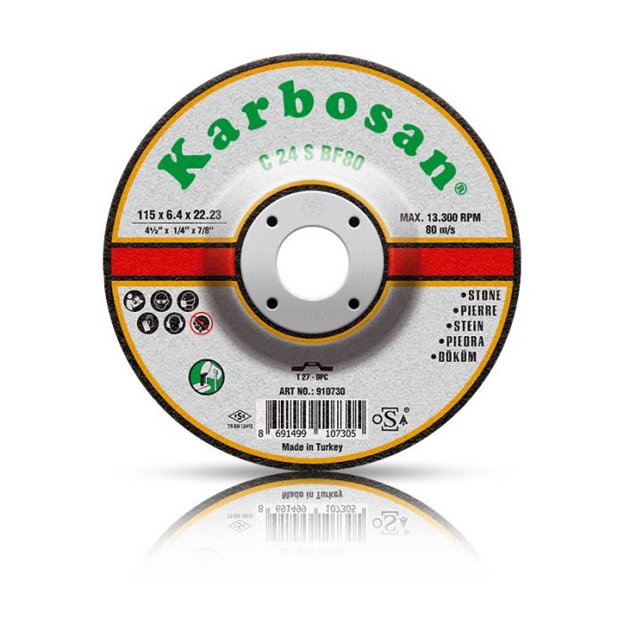 Karbosan Cast Iron 115x6.4x22.23 / 4"x1/4"x7/8" T27 C24S BF80 зачистной диск по чугуну
