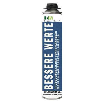 Bessere Werte - профессиональная полиуретановая монтажная всесезонная пена с выходом 60 л