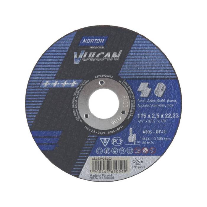 Norton Vulcan 115x2.5x22.23 отрезной диск по металлу и нержавеющей стали