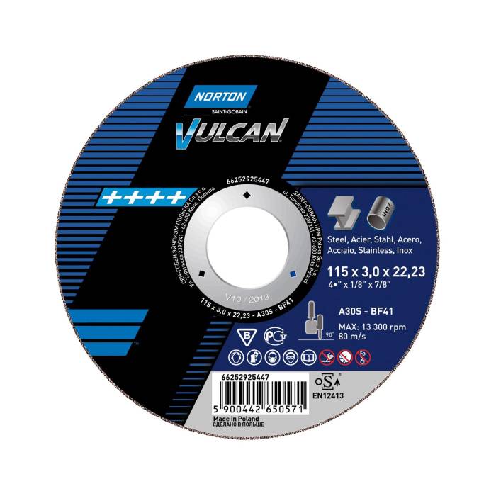 Norton Vulcan 115x3.0x22.23 отрезной диск по металлу и нержавеющей стали