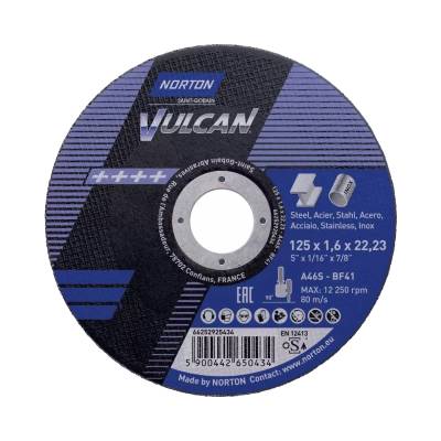 Norton Vulcan 125x1.6x22.23 / 5&quot;x1/16&quot;x7/8&quot; A46S BF41 отрезной диск по металлу и нержавеющей стали