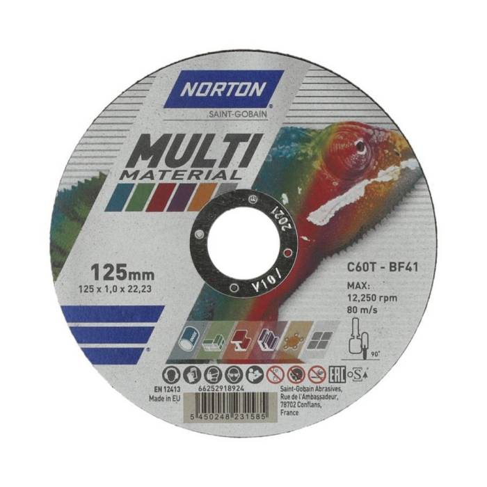 Norton Multi-Material 125x1.0x22.23 C60T BF41 отрезной круг для всех материалов