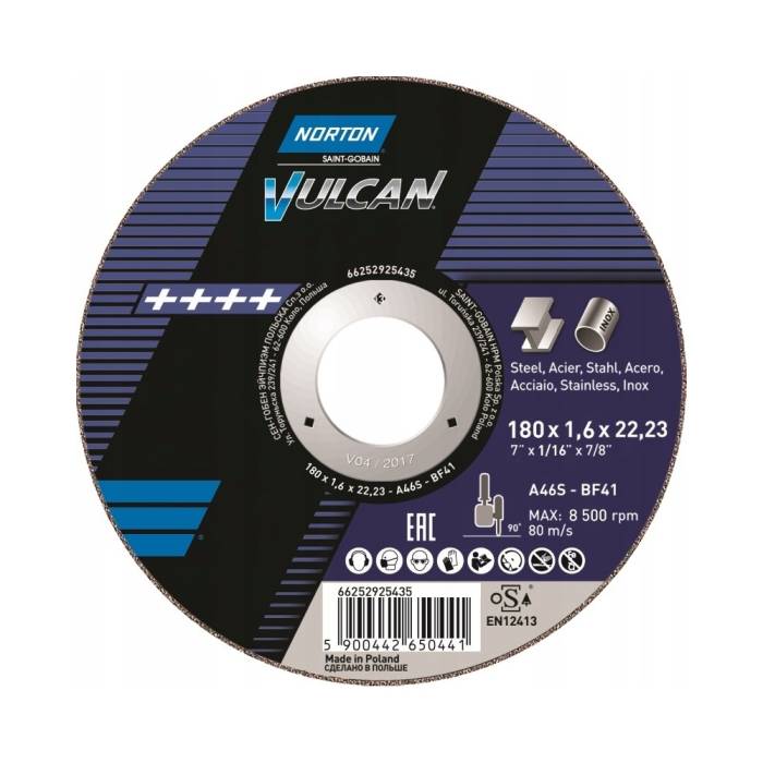 Norton Vulcan 180x1.6x22.23 отрезной диск по металлу и нержавеющей стали