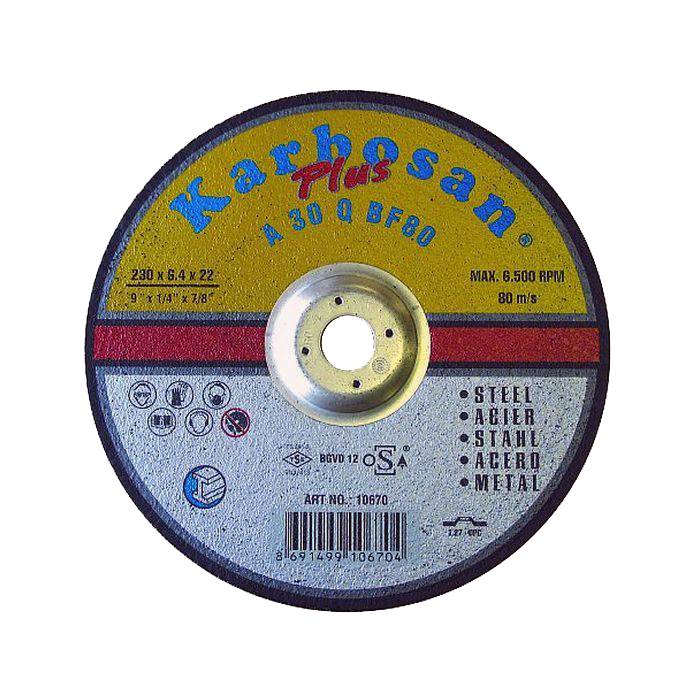 Karbosan Metal Plus 230x6.4x22.23 / 4"x1/4"x7/8" T27 A30Q BF80 зачистной диск по металлу