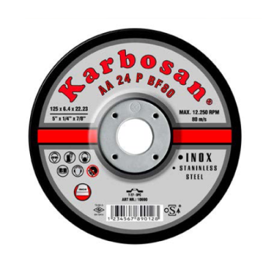 Karbosan Inox 125x6.4x22.23 / 4&quot;x1/4&quot;x7/8&quot; T27 AA24P BF80 зачистной диск по металлу и стали