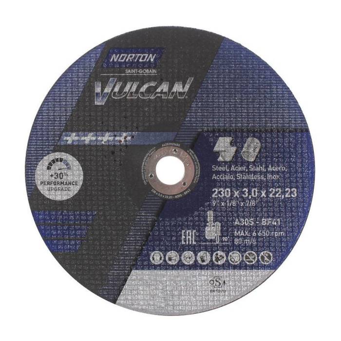 Norton Vulcan 230x3.0x22.23 A30S BF41 PL отрезной диск по металлам и нержавеющей стали