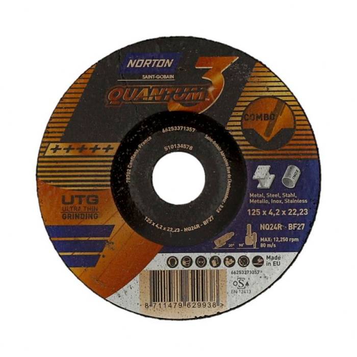 Norton Quantum 3 Combo 125x4.2x22.23 созданный кусать зачистной диск с керамикой