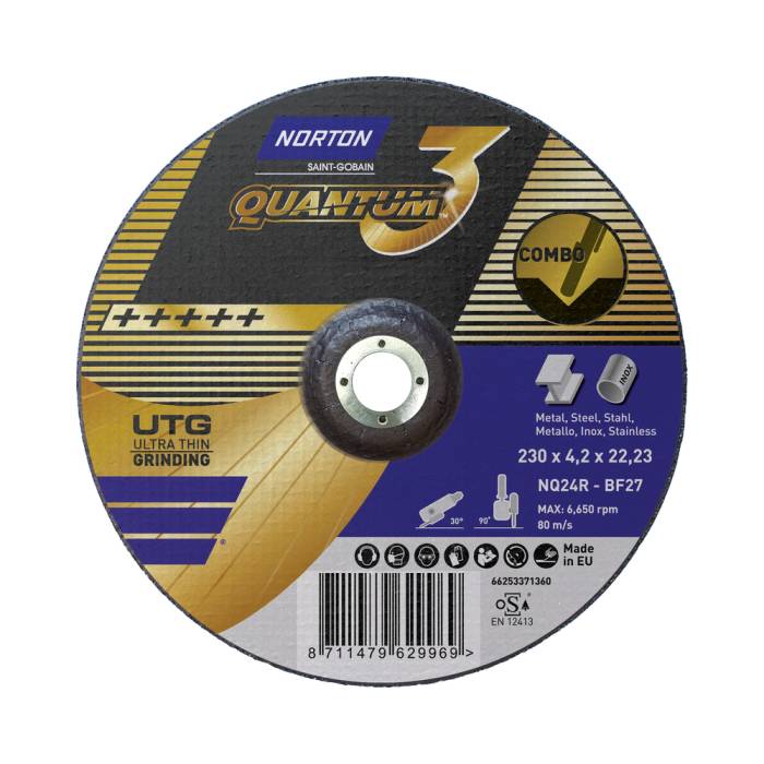 Norton Quantum 3 Combo 230x4.2x22.23 созданный кусать зачистной диск с керамикой