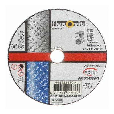 Flexovit 76x1.0x10 / 3&quot;x3/64&quot;x10 A60T BF41 отрезной круг для металла