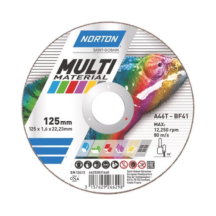 Norton Multi-Material 125x1.6x22.23 C46T BF41 отрезной круг для всех материалов