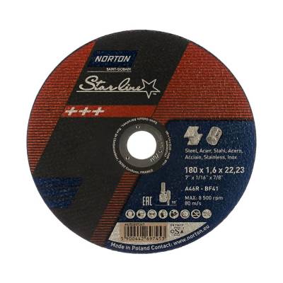 Norton Starline 180x1.6x22.23 BF41 A46R RUS отрезной диск для металлов / нержавеющей стали