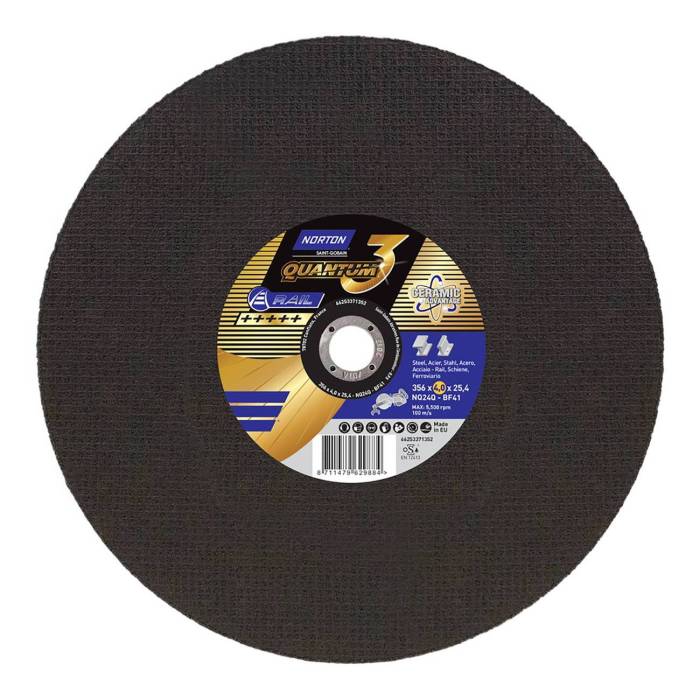 Norton Quantum 3 RAIL 356x4.0x25.4 отрезной диск с керамическим зерном для резки рельс